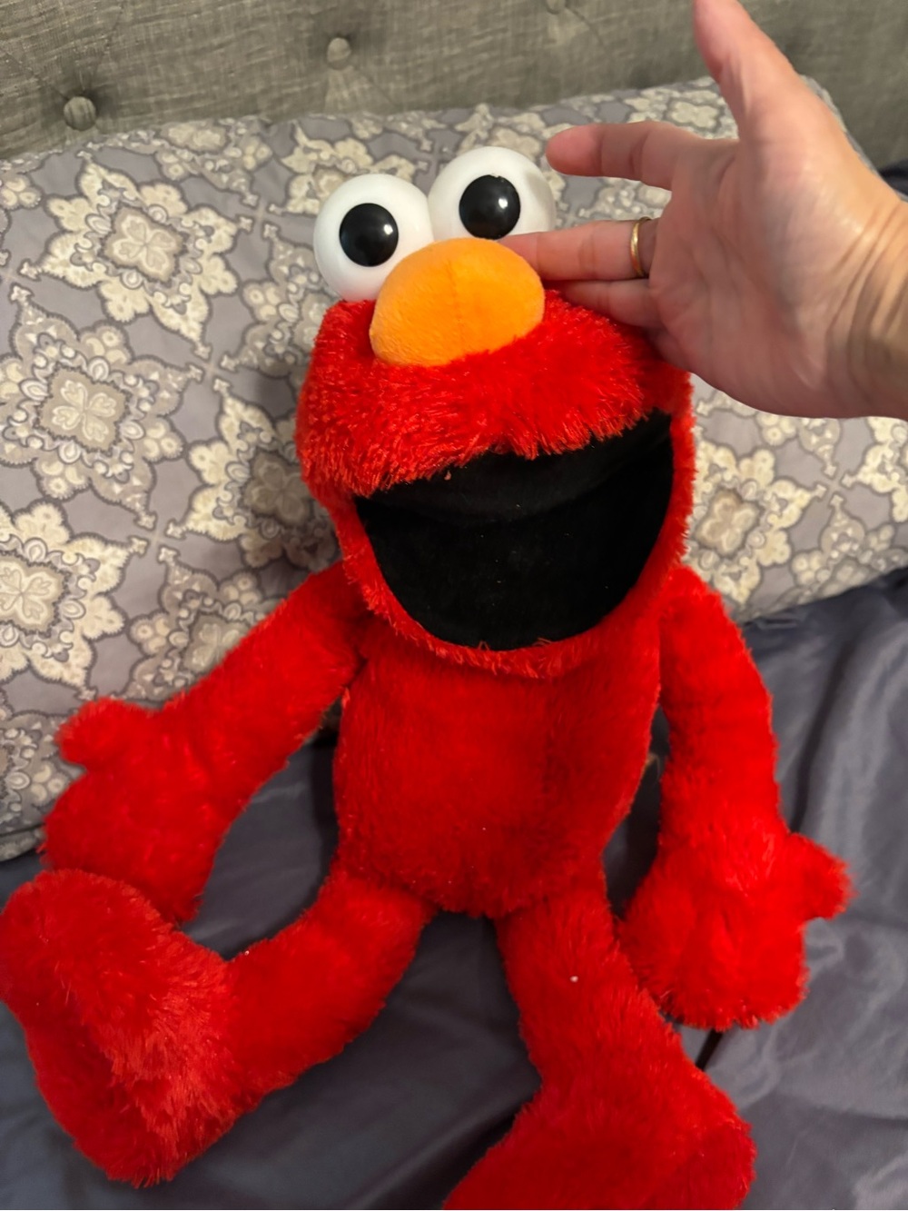 Sesame Street Red Elmo Plush with Orange Nose and White Eyes